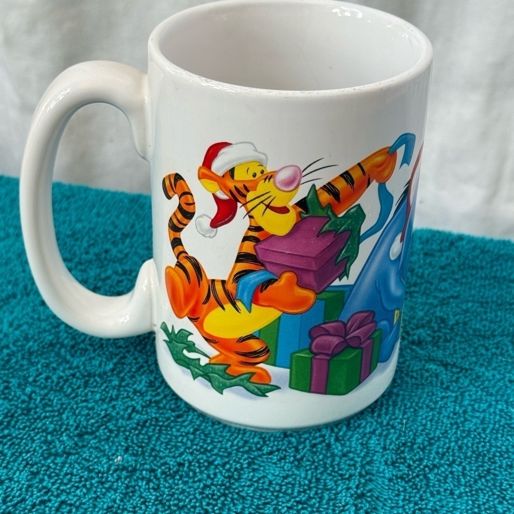 Disney Vintage Winnie the Pooh and Friends Christmas Mug Tigger Pooh Piglet 2002
